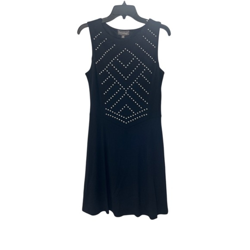 Luxology Black Dress Studded Sleeveless A-Line‎ Party Cocktail Dress M